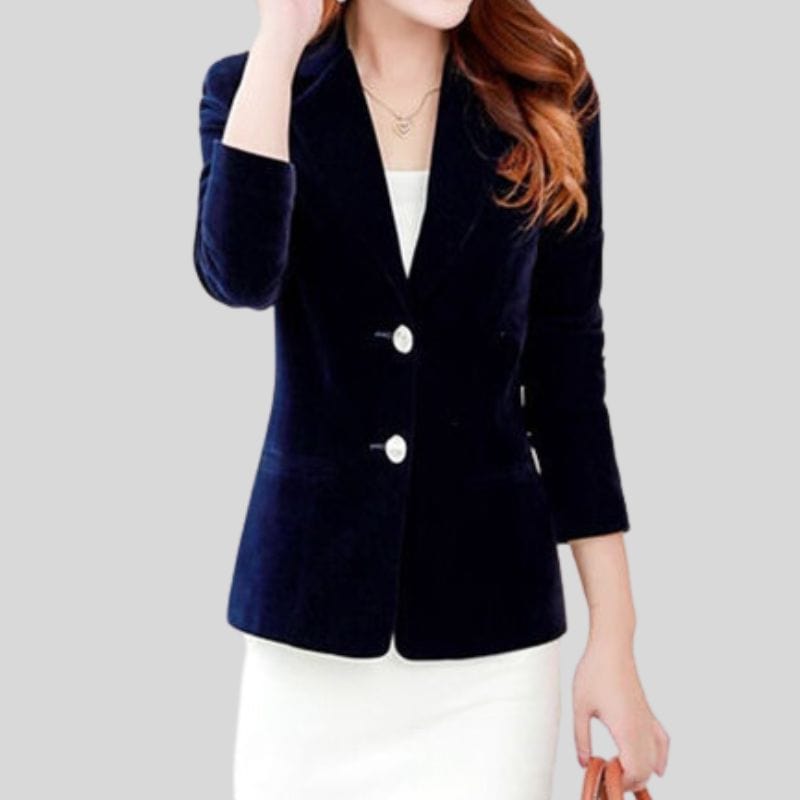 Veste Velours Bleu Marine Femme