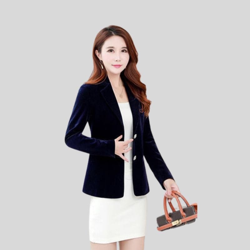 Veste Velours Bleu Marine Femme