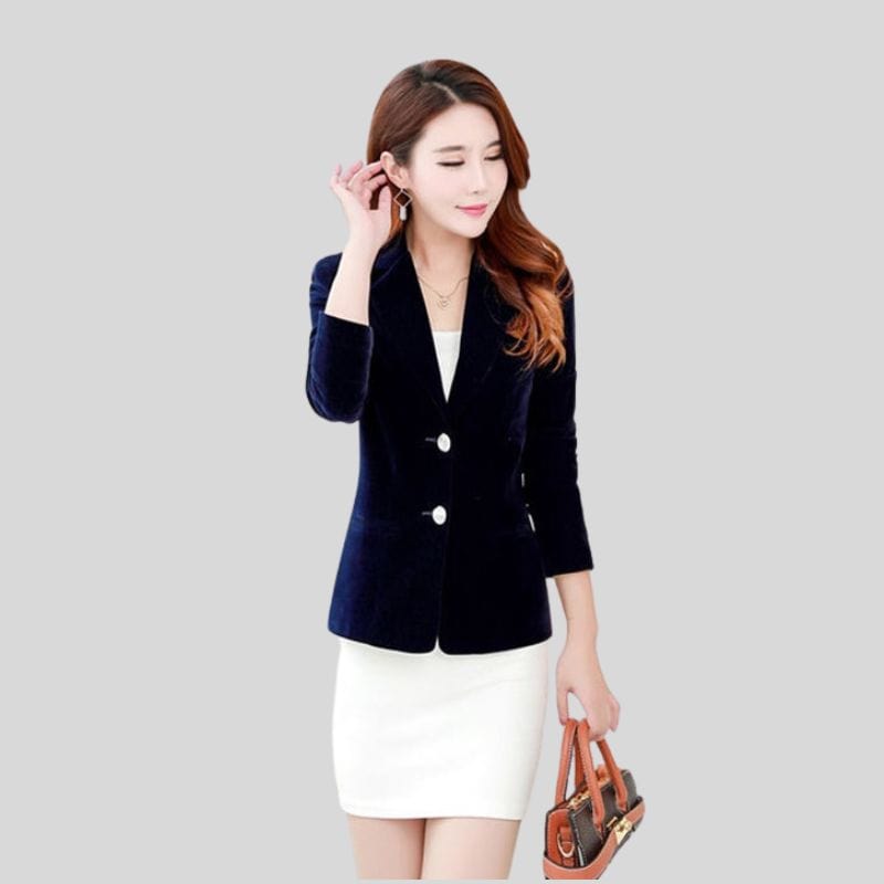 Veste Velours Bleu Marine Femme