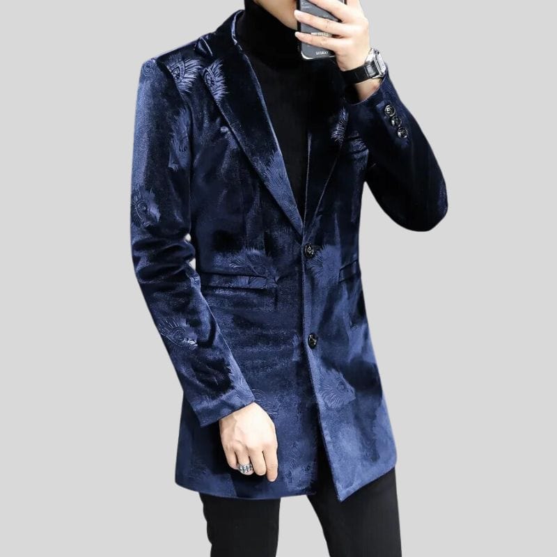 Veste Velours Bleu Marine Homme