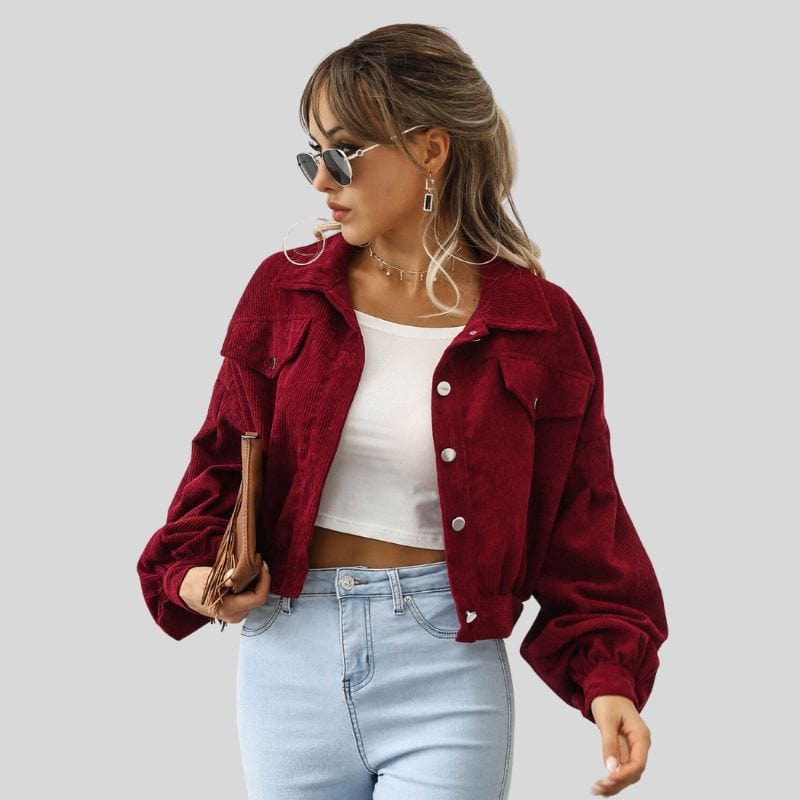 Veste Velours Bordeaux Femme