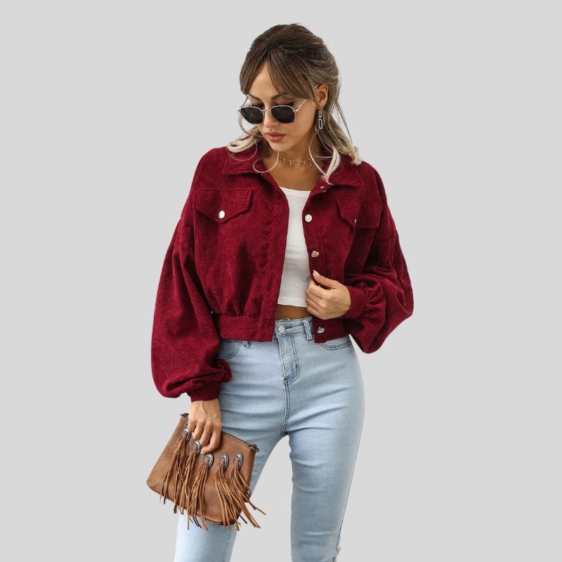 Veste Velours Bordeaux Femme