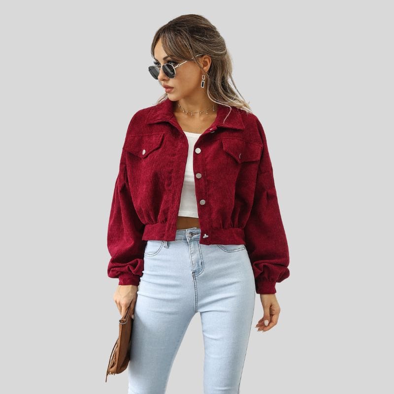 Veste Velours Bordeaux Femme