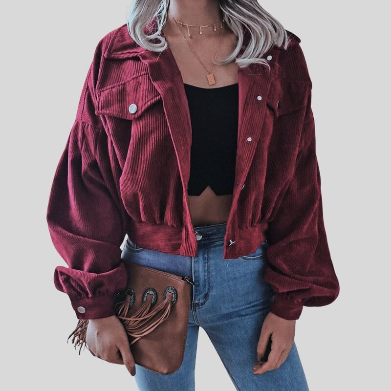 Veste Velours Bordeaux Femme