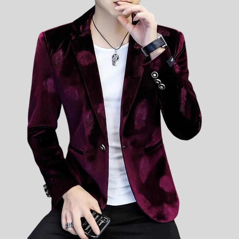 Veste Velours Bordeaux Homme