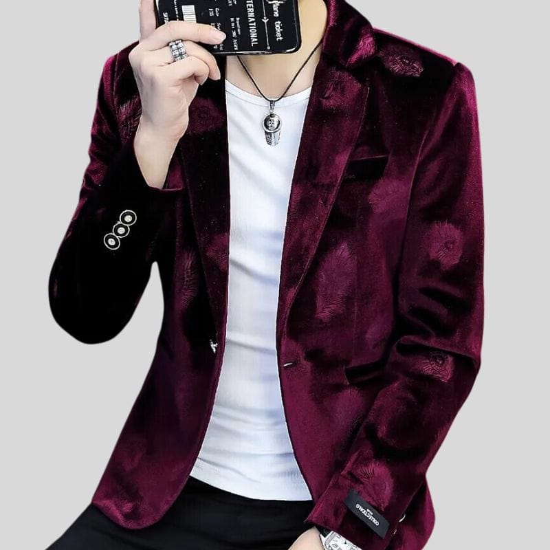 Veste Velours Bordeaux Homme