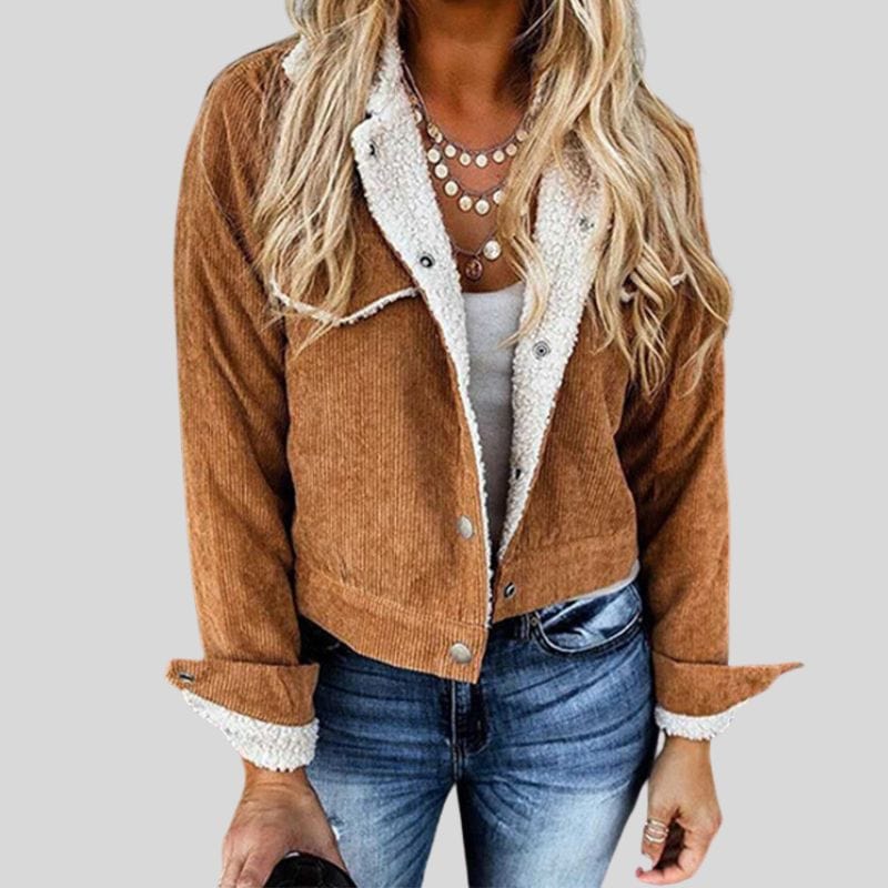 Veste Velours Camel Femme
