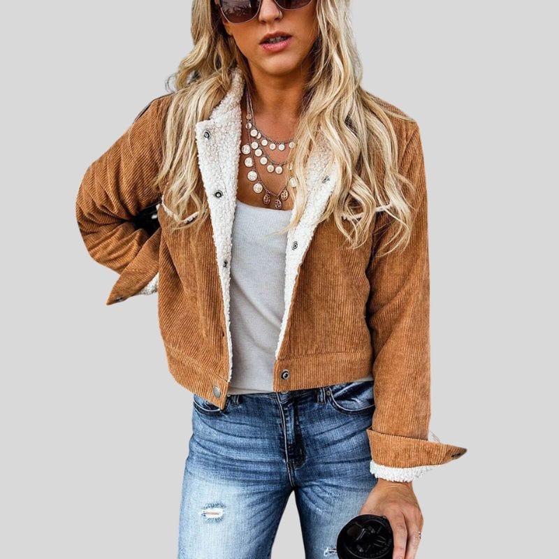 Veste Velours Camel Femme