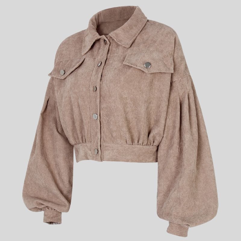 Veste Velours Cotelé Beige Femme