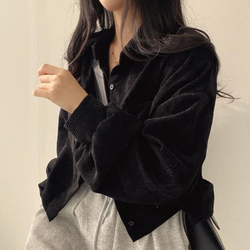 Veste Velours Cotelé Femme Noir