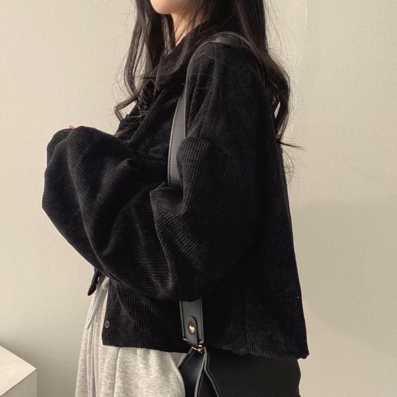 Veste Velours Cotelé Femme Noir