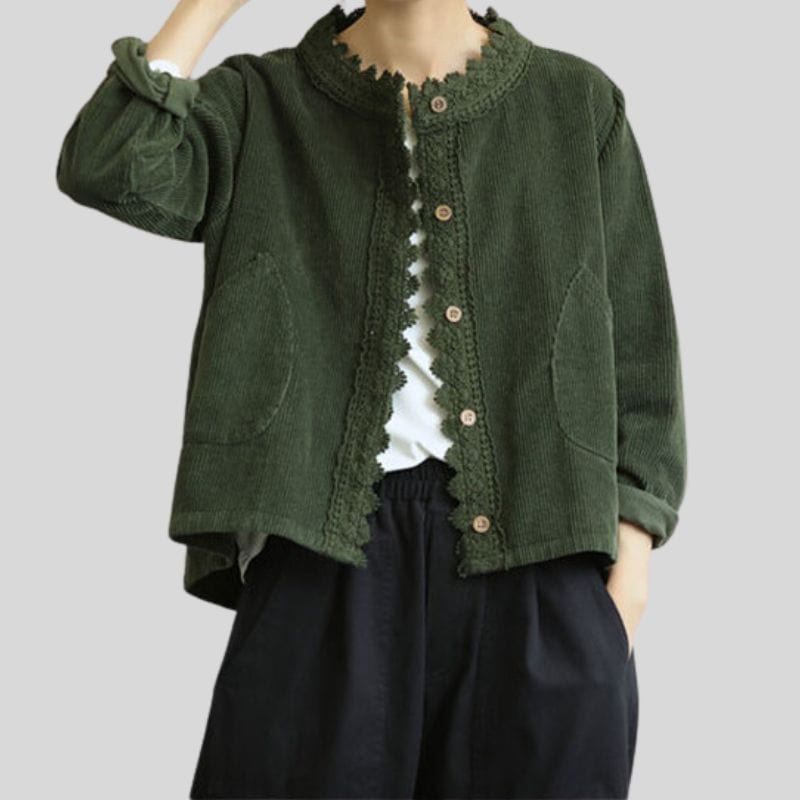 Veste Velours Cotelé Femme Vert