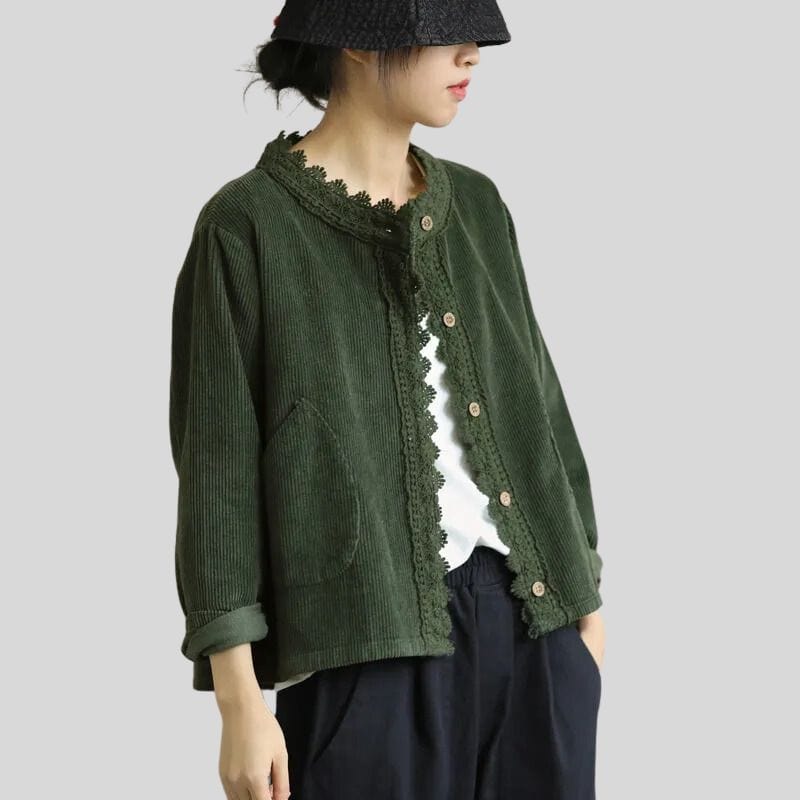 Veste Velours Cotelé Femme Vert