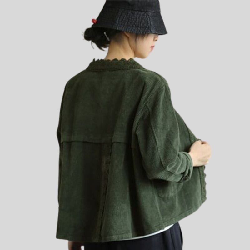 Veste Velours Cotelé Femme Vert
