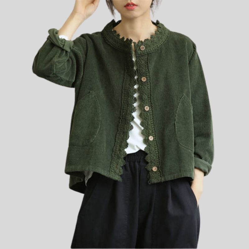 Veste Velours Cotelé Femme Vert