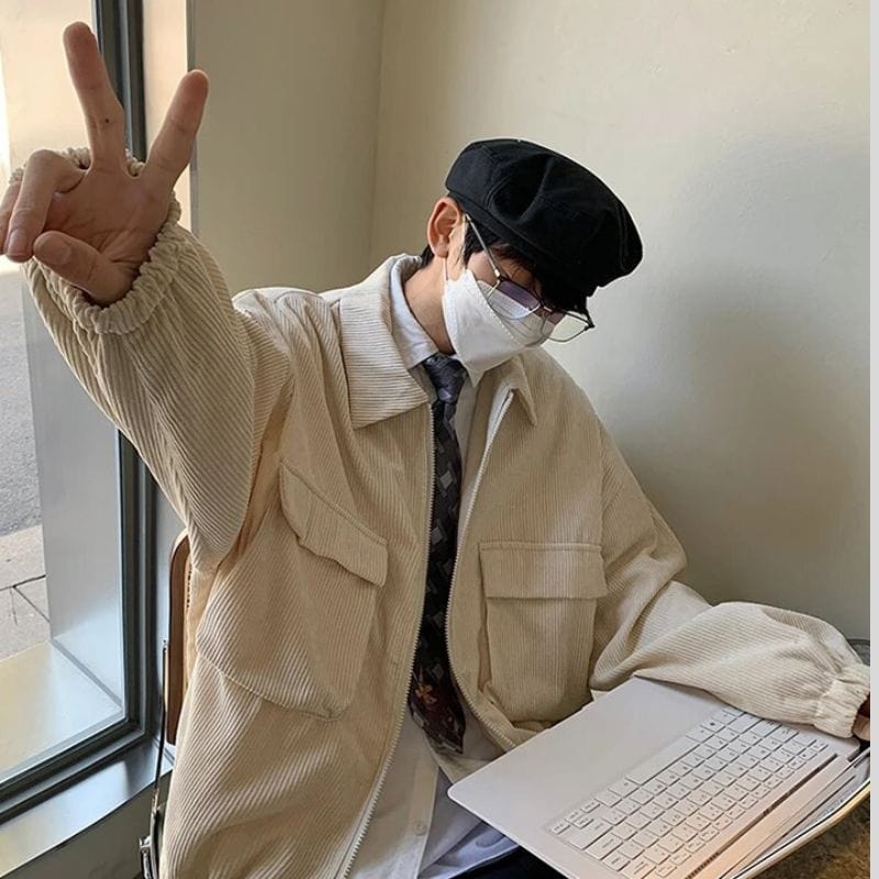 Veste Velours Cotelé Homme Beige