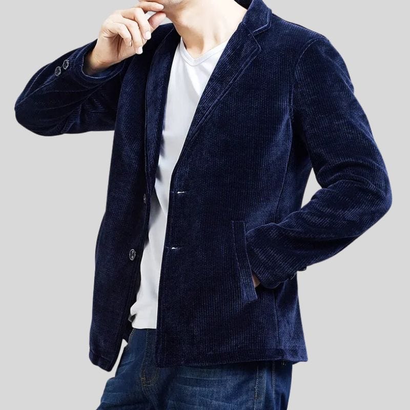 Veste Velours Cotelé Homme Bleu Marine