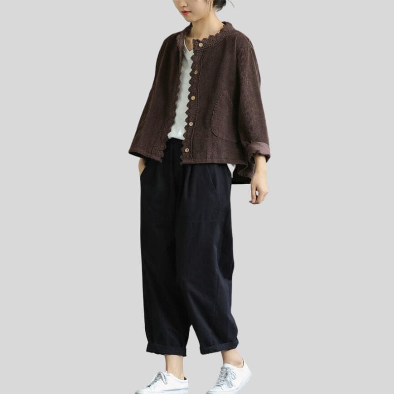 Veste Velours Cotele Marron Femme