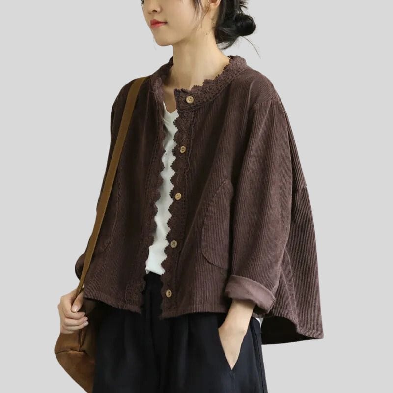 Veste Velours Cotele Marron Femme