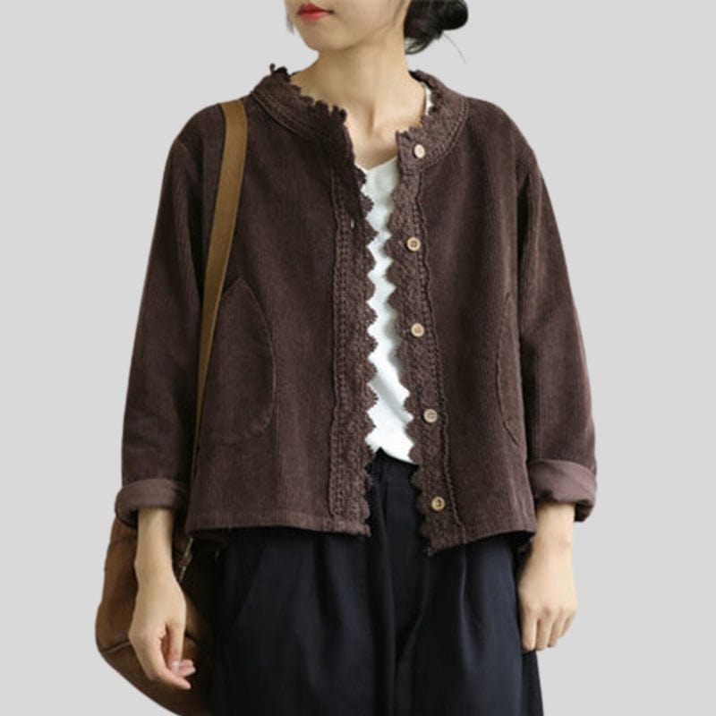 Veste Velours Cotele Marron Femme