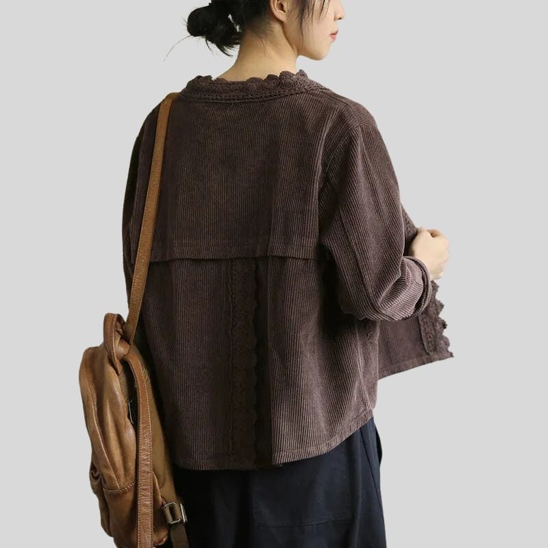 Veste Velours Cotele Marron Femme