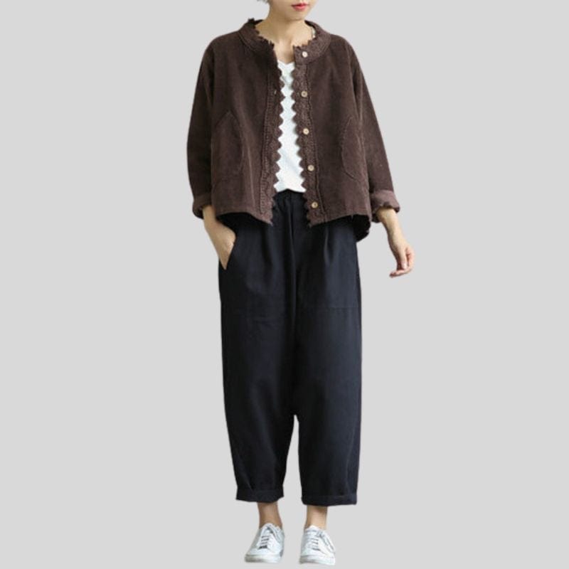 Veste Velours Cotele Marron Femme