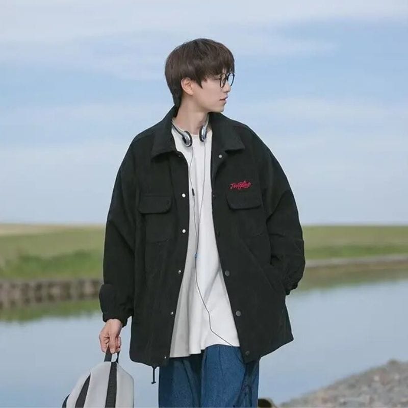 Veste Velours Cotelé Noir Homme