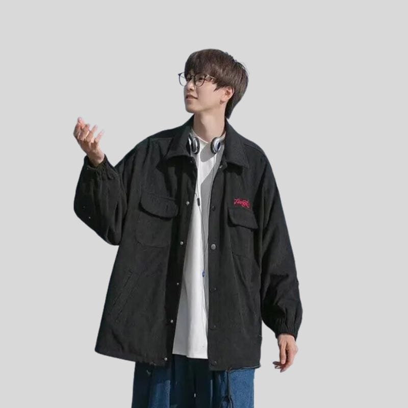 Veste Velours Cotelé Noir Homme