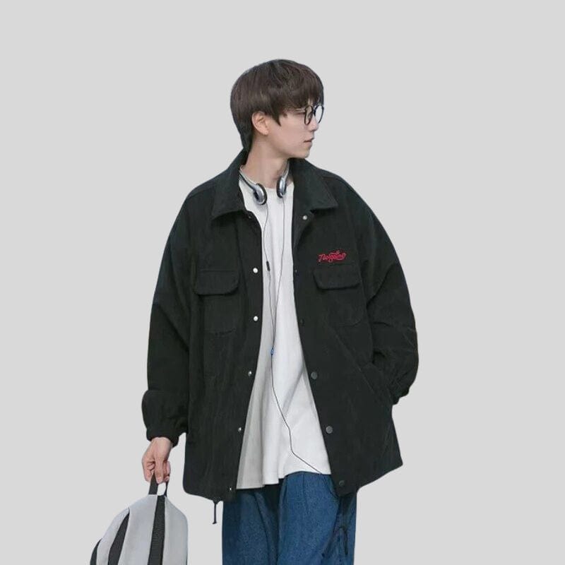 Veste Velours Cotelé Noir Homme