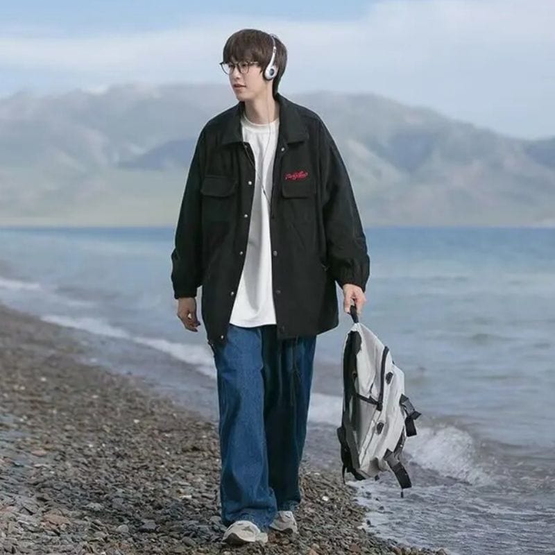 Veste Velours Cotelé Noir Homme