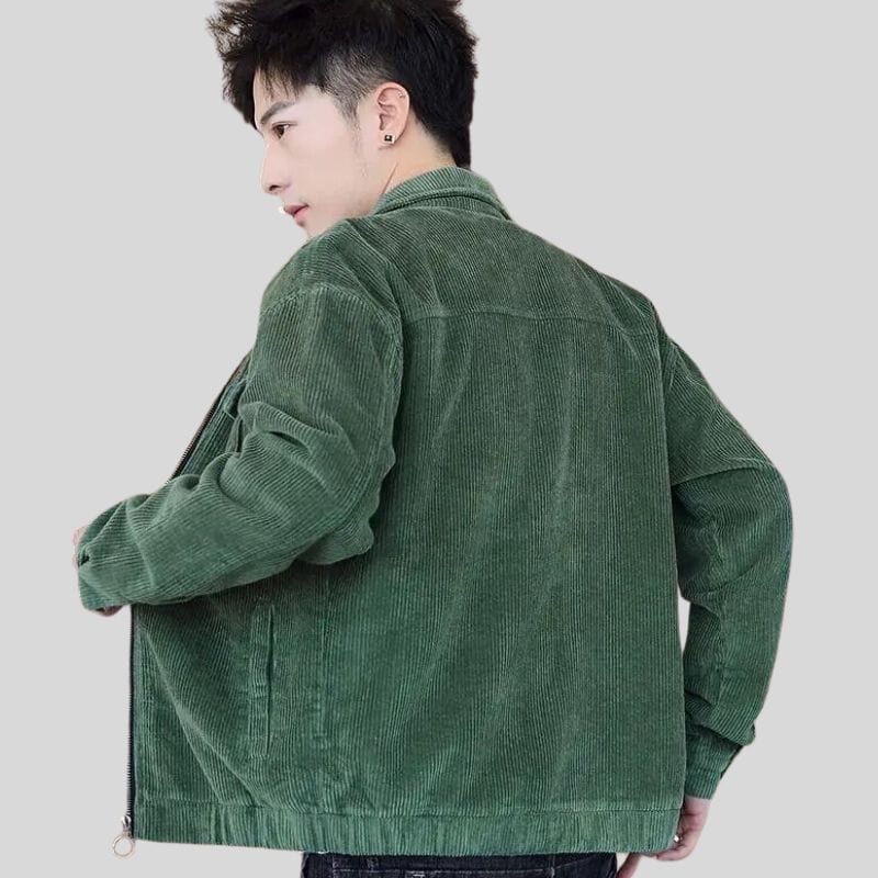 Veste Velours Cotelé Vert Homme