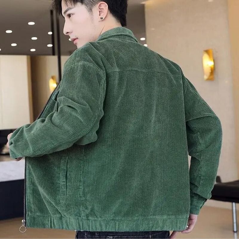 Veste Velours Cotelé Vert Homme