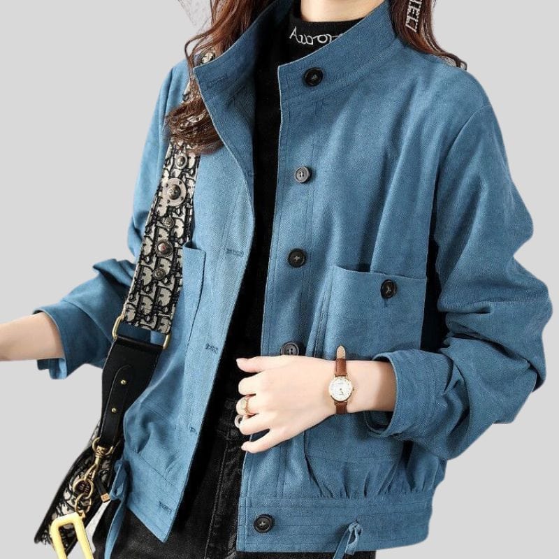 Veste Velours Femme Bleue