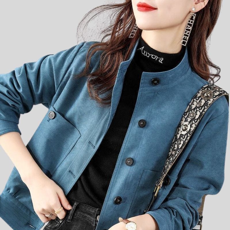 Veste Velours Femme Bleue