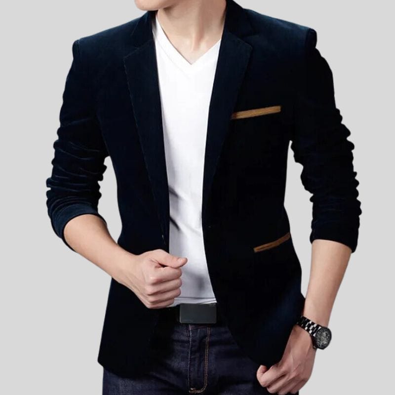 Veste Velours Homme Bleu Marine