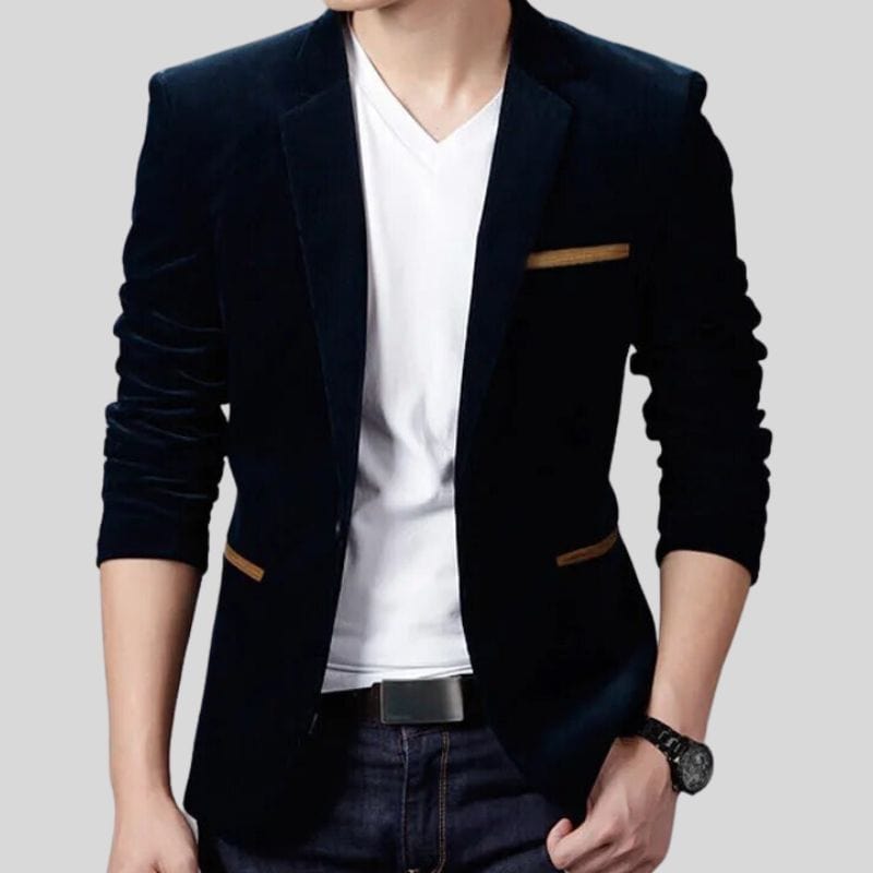 Veste Velours Homme Bleu Marine
