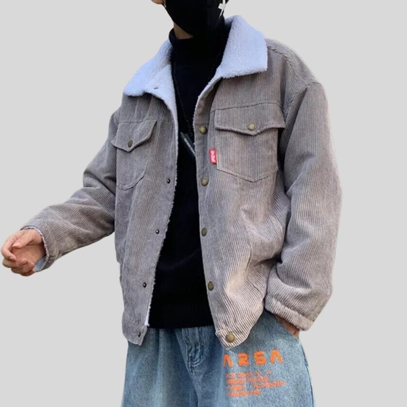 Veste Velours Homme Grise