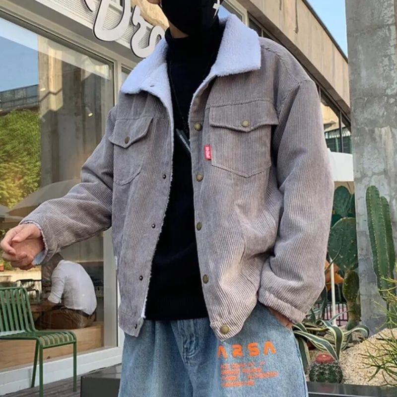 Veste Velours Homme Grise