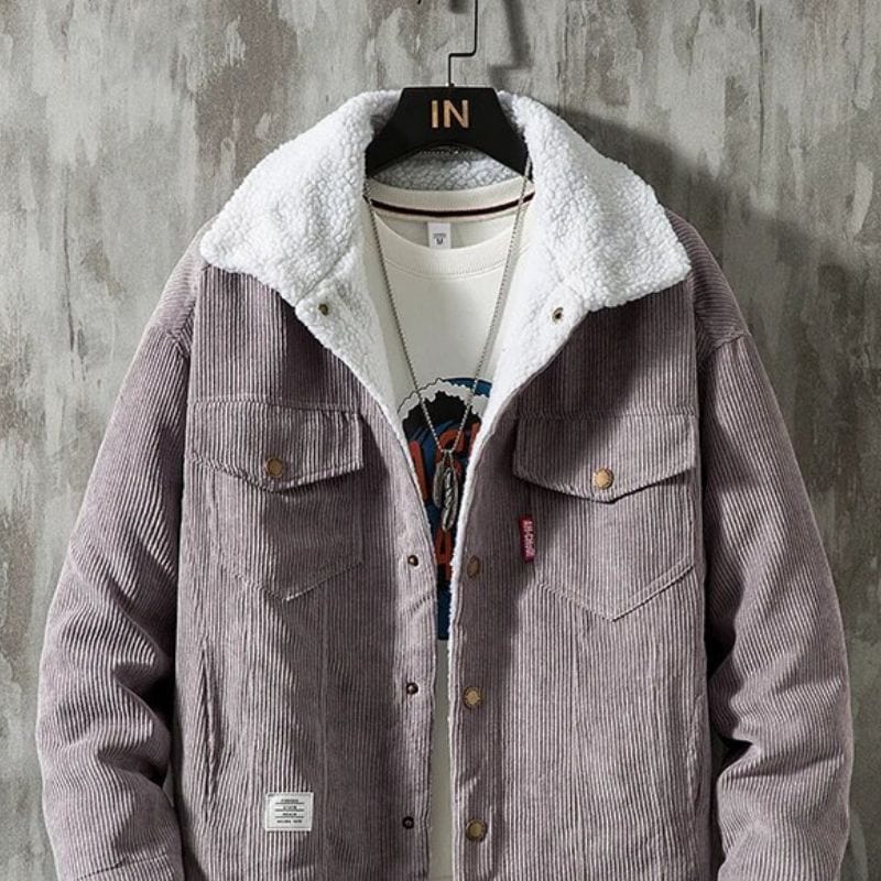 Veste Velours Homme Grise