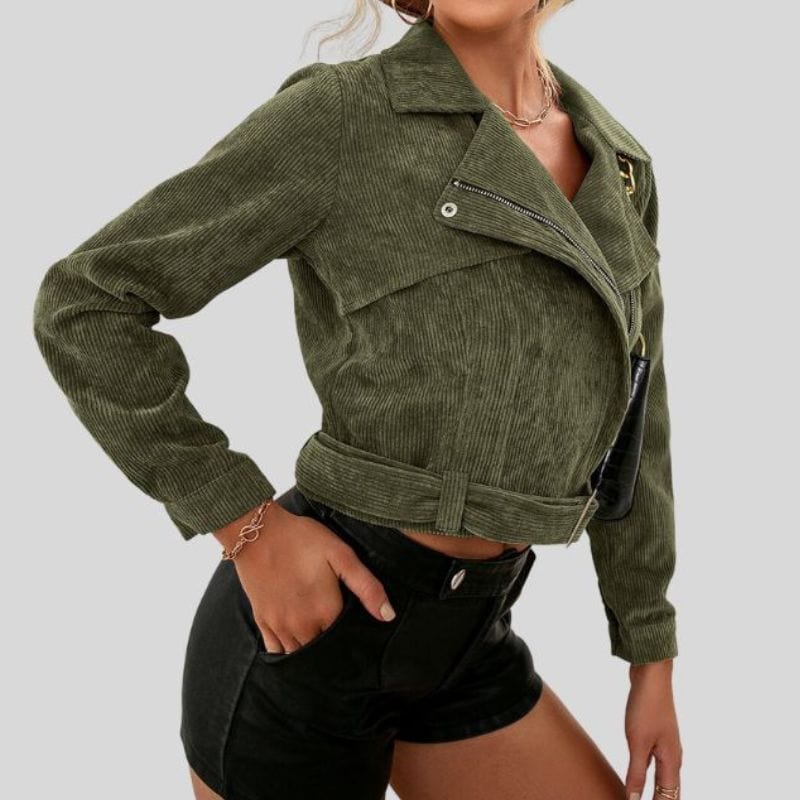 Veste Velours Kaki Femme