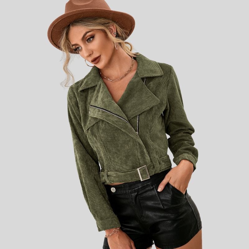 Veste Velours Kaki Femme