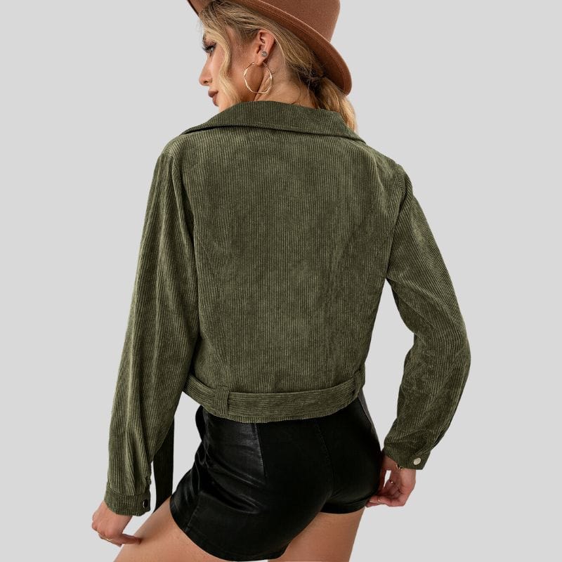 Veste Velours Kaki Femme