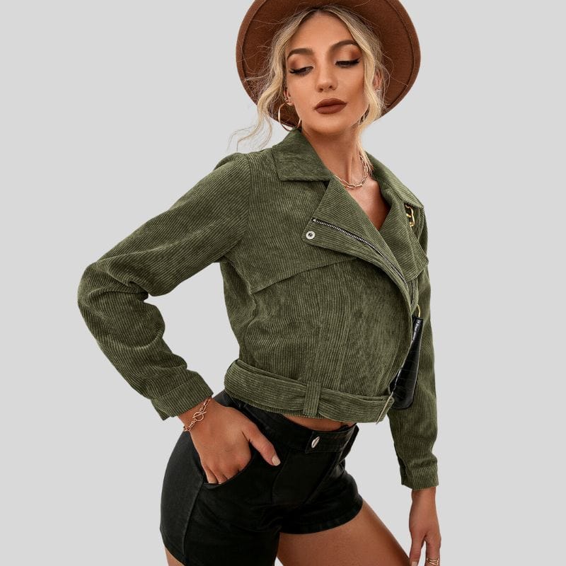 Veste Velours Kaki Femme