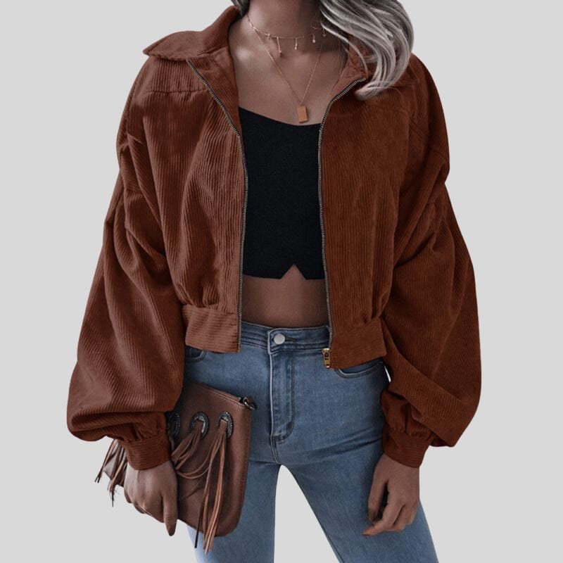 Veste Velours Marron Femme