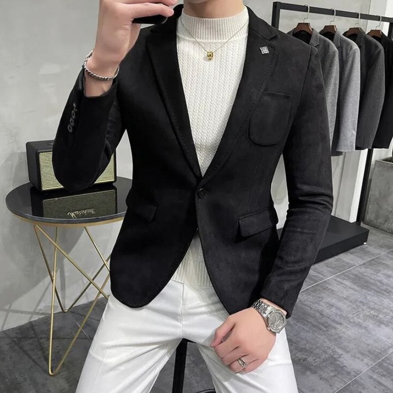 Veste Velours Noir Homme