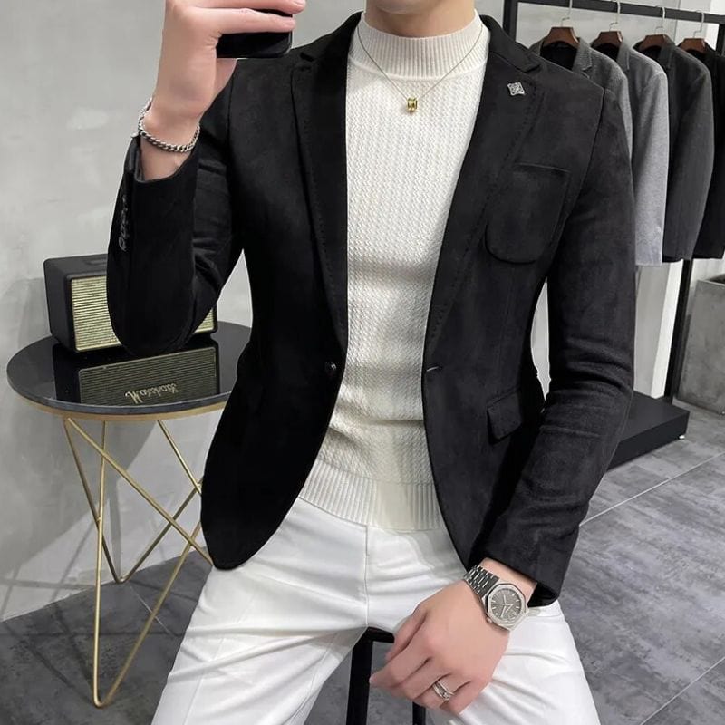 Veste Velours Noir Homme