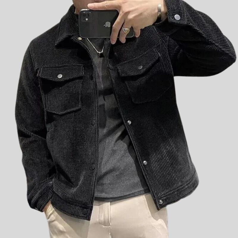 Veste Velours Noire Homme