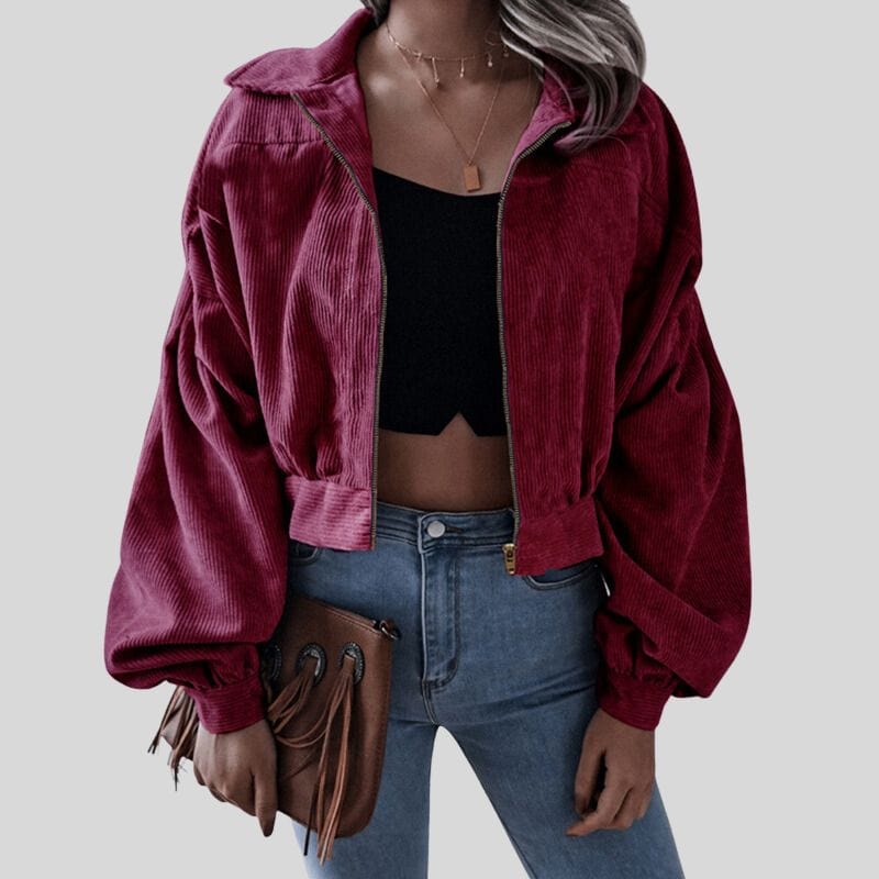 Veste Velours Rouge Bordeaux Femme