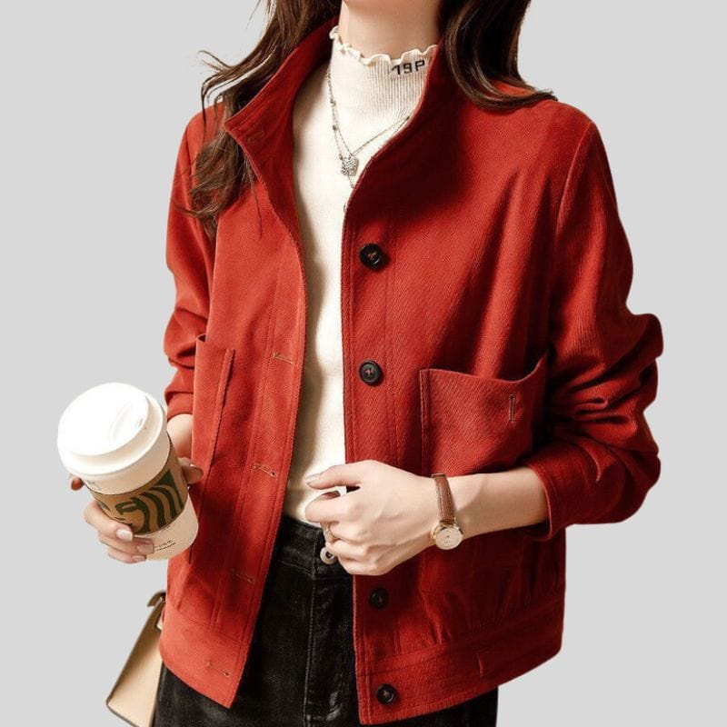 Veste Velours Rouge Femme
