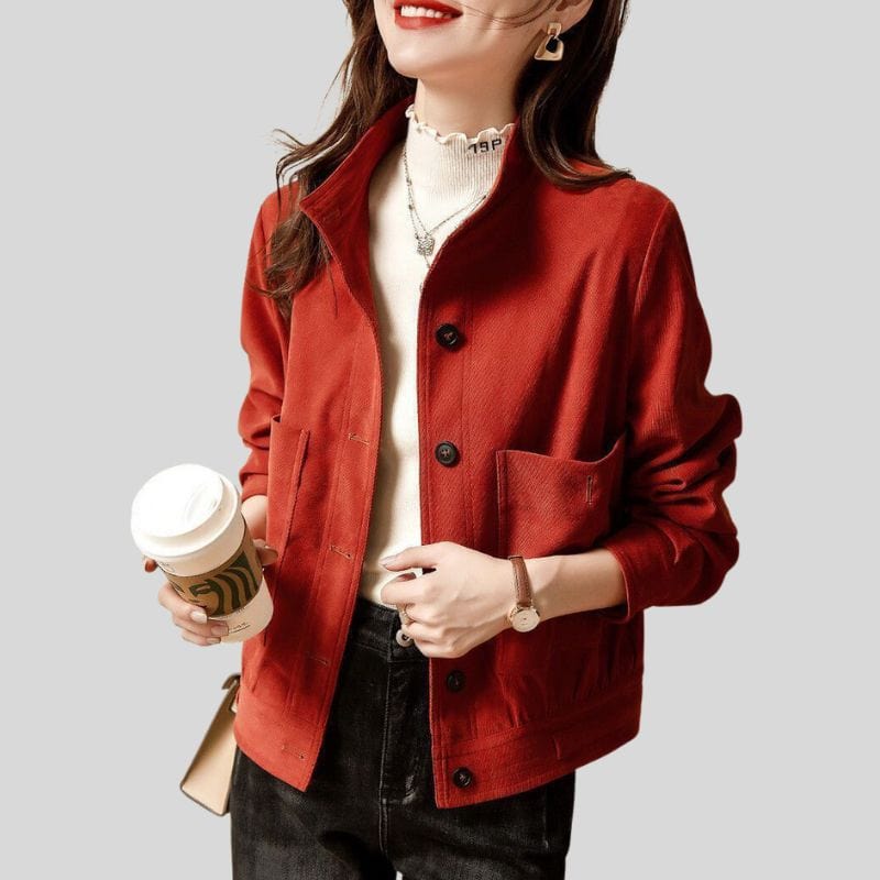Veste Velours Rouge Femme